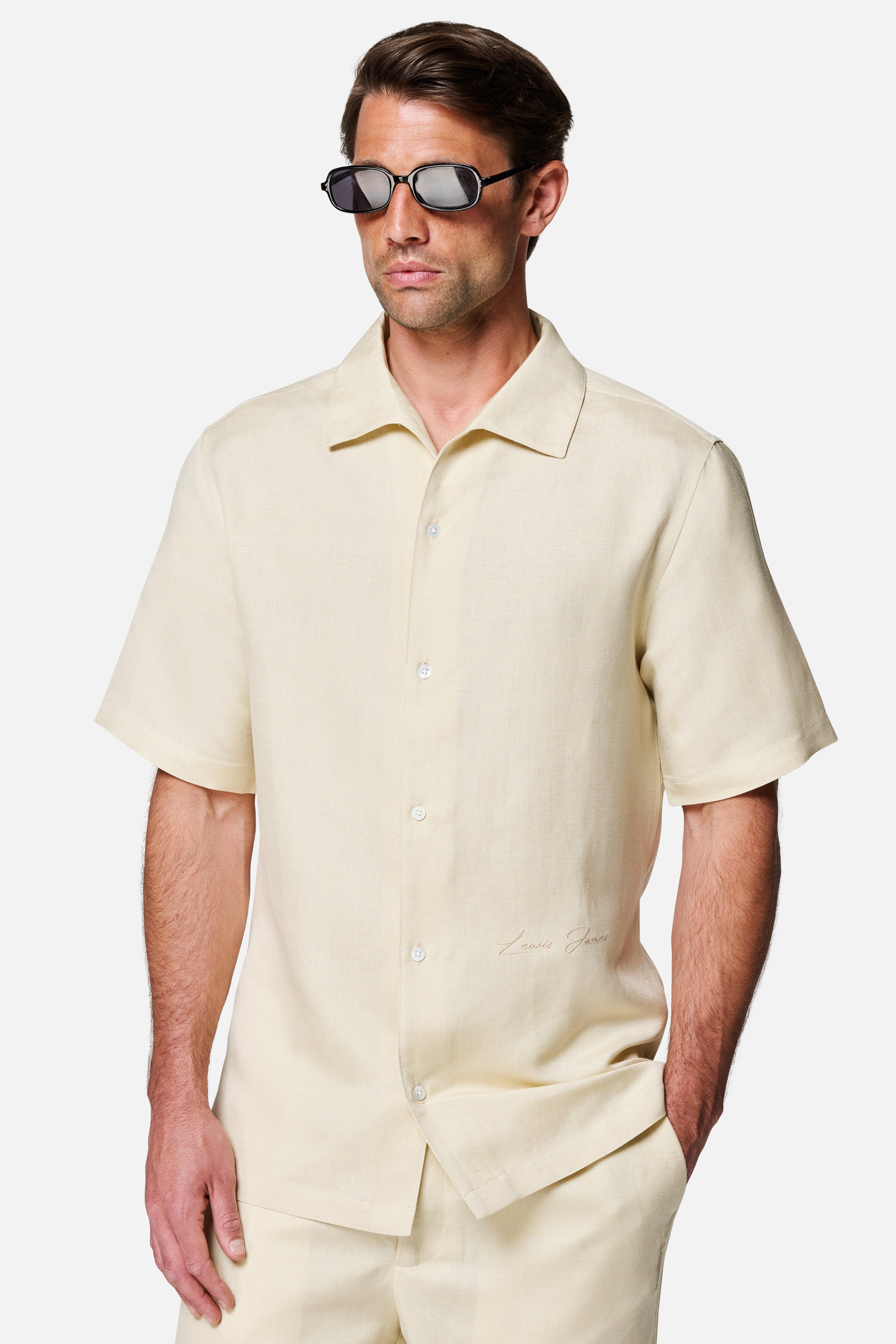 Fabio Linen Viscose Short-Sleeve Shirt