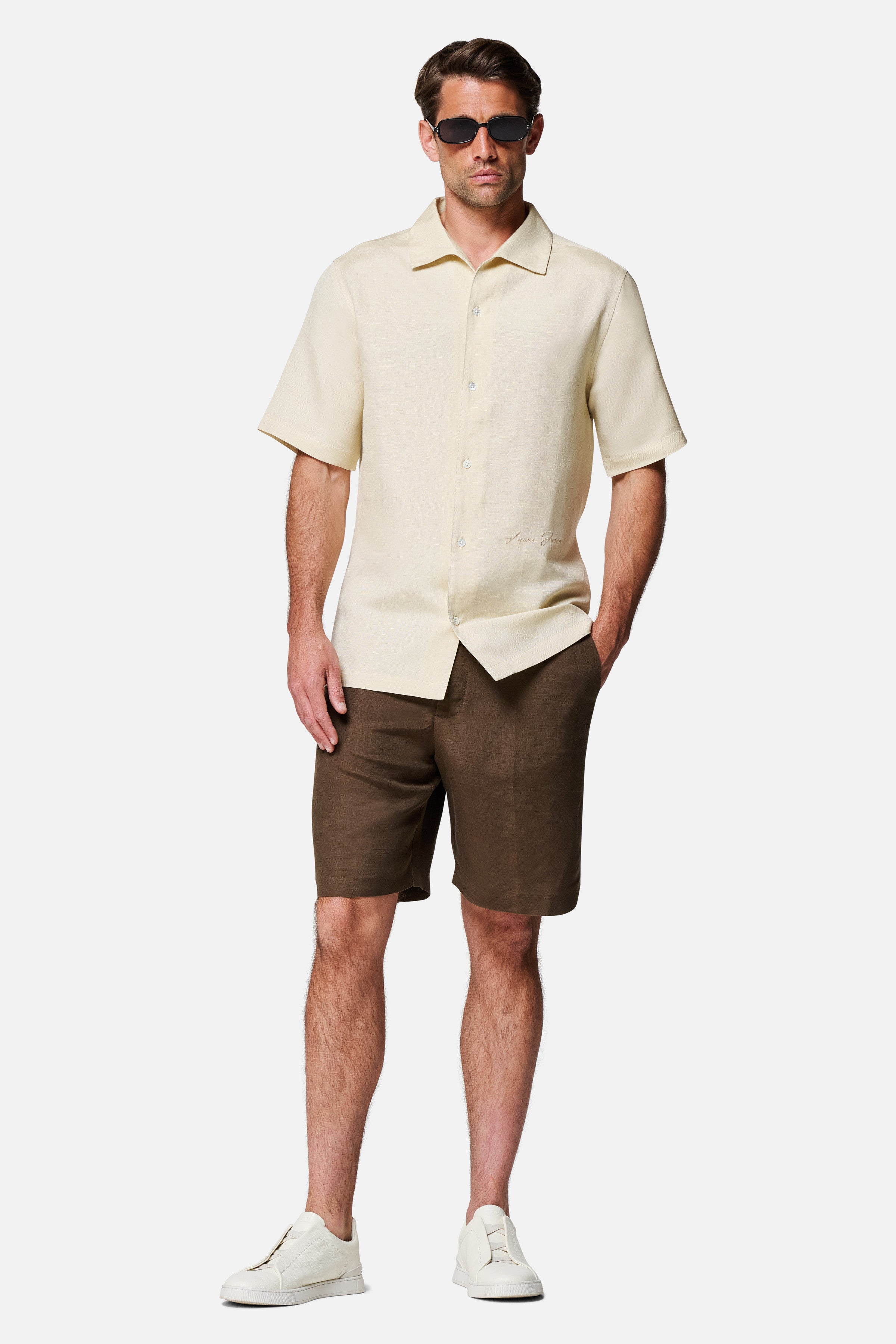 Fabio Linen Viscose Short-Sleeve Shirt
