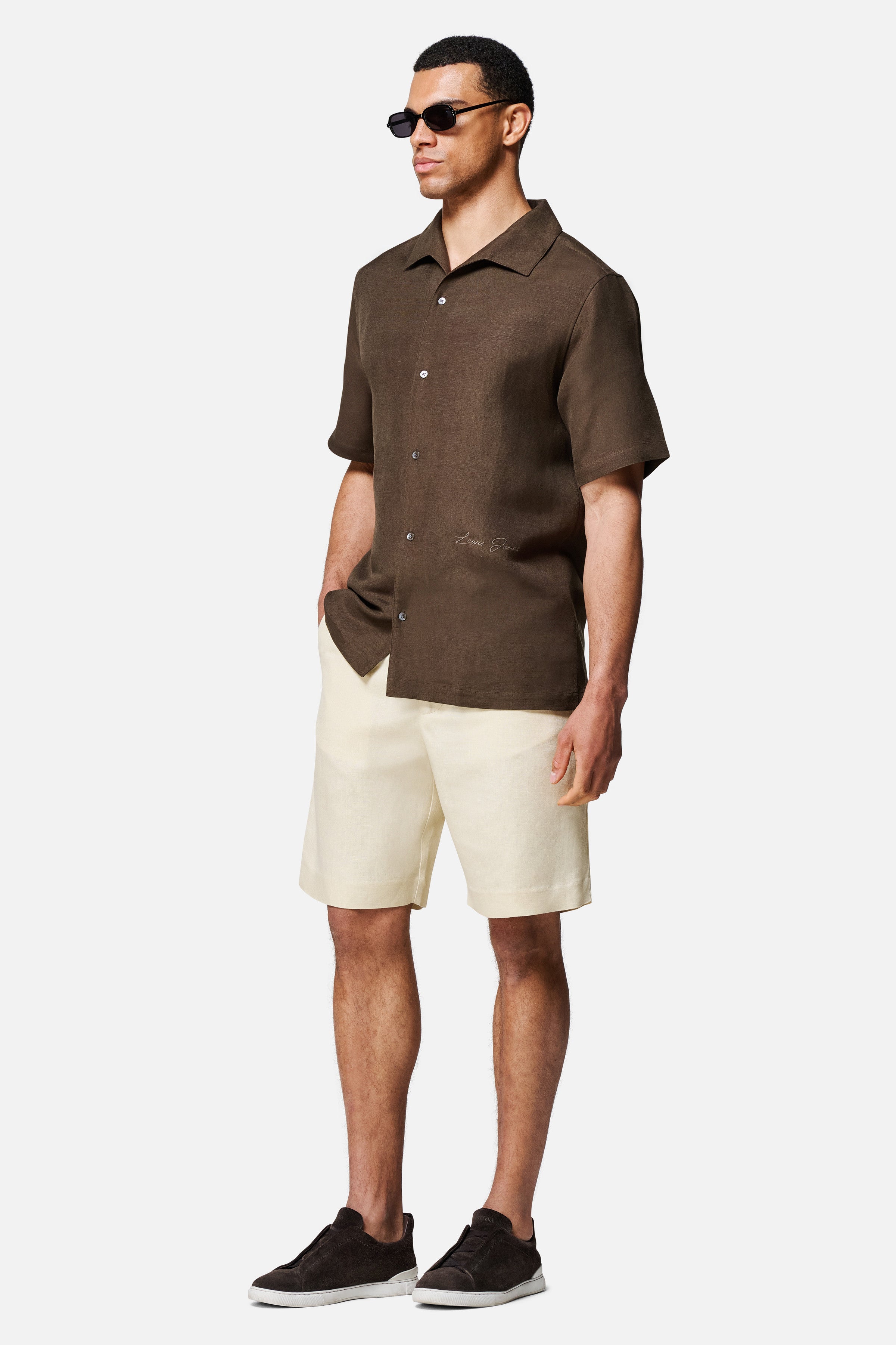 Fabio Linen Viscose Short-Sleeve Shirt