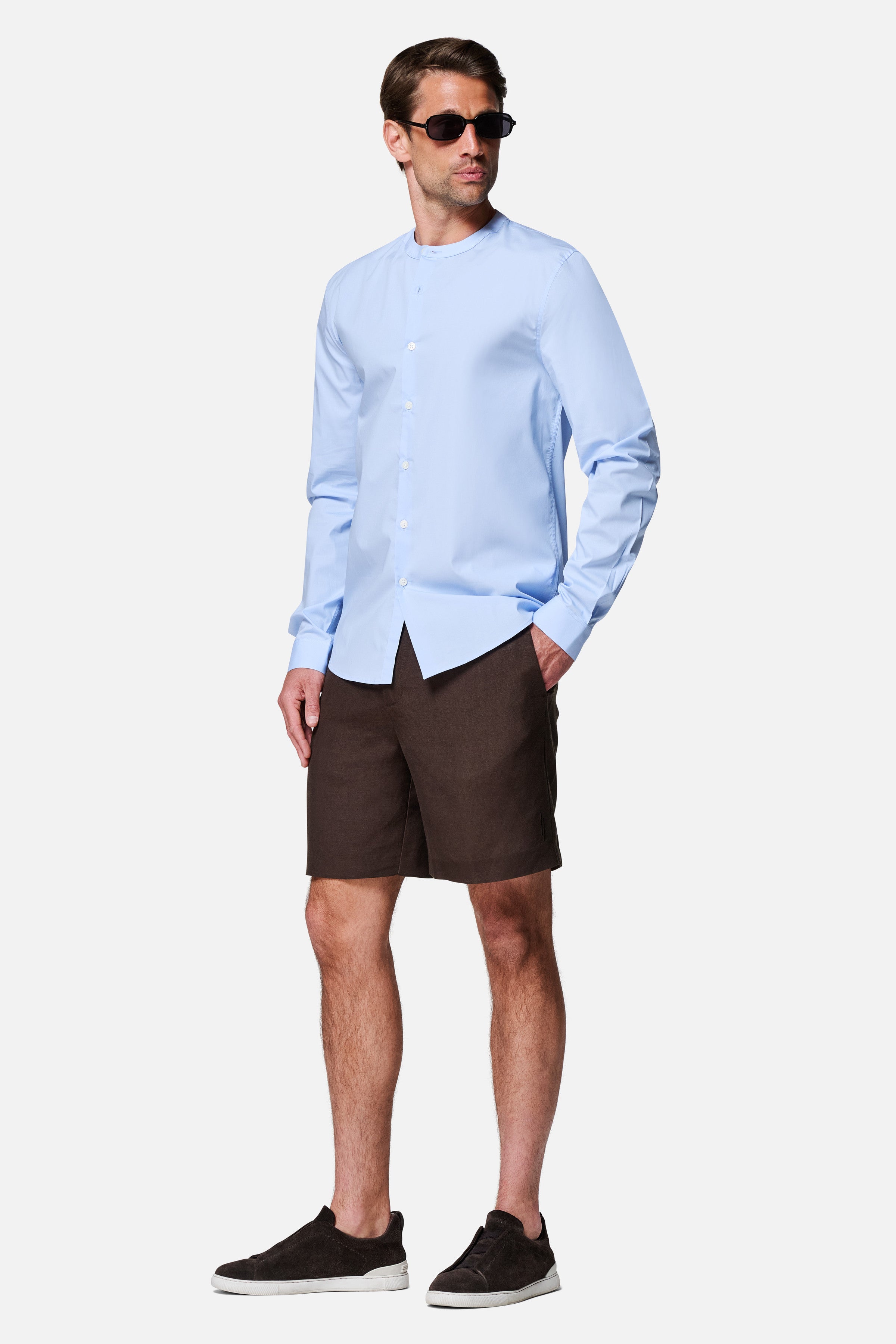 Regent Poplin Grandad Collar Shirt