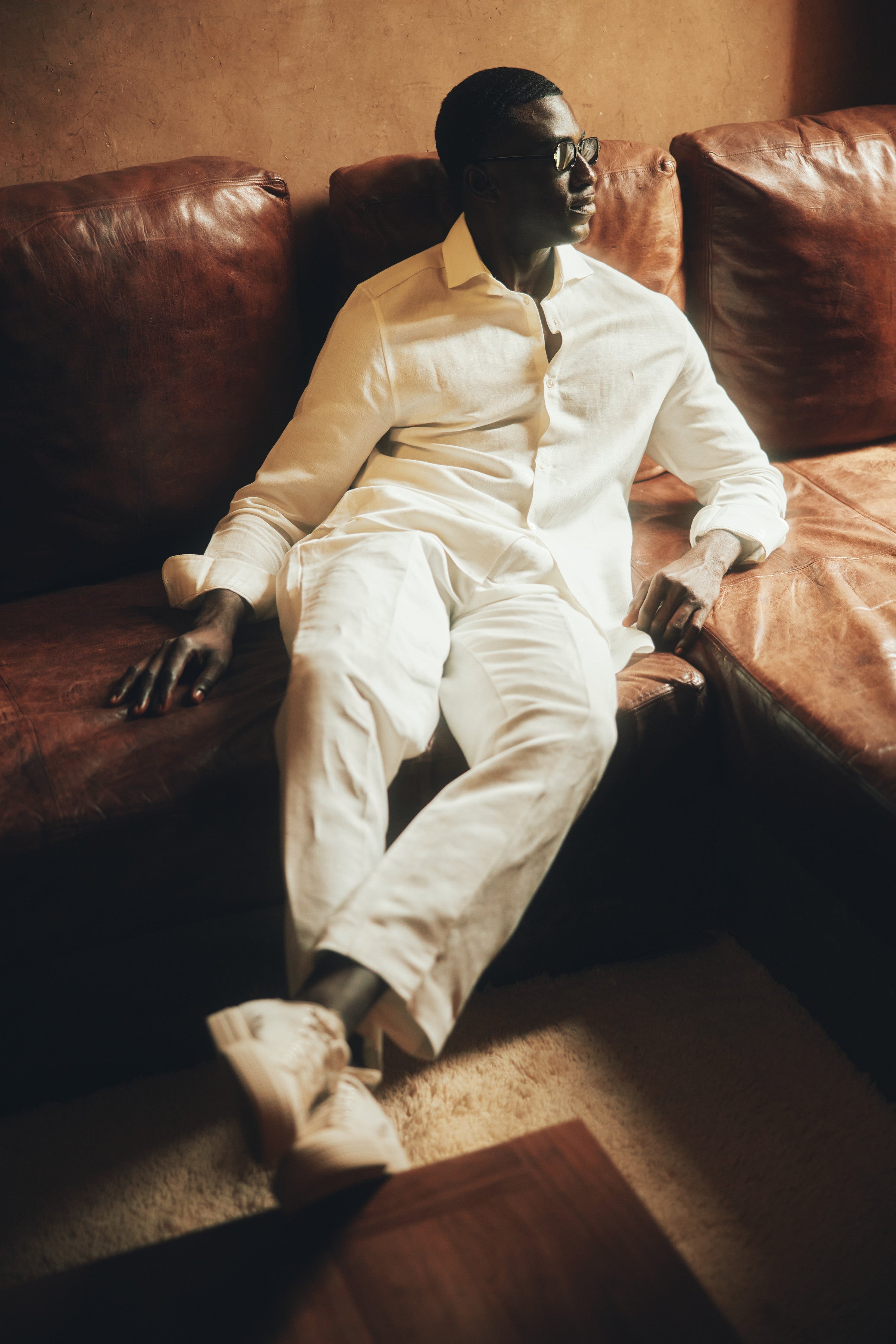 Emilio Cutaway Collar Linen-viscose Shirt