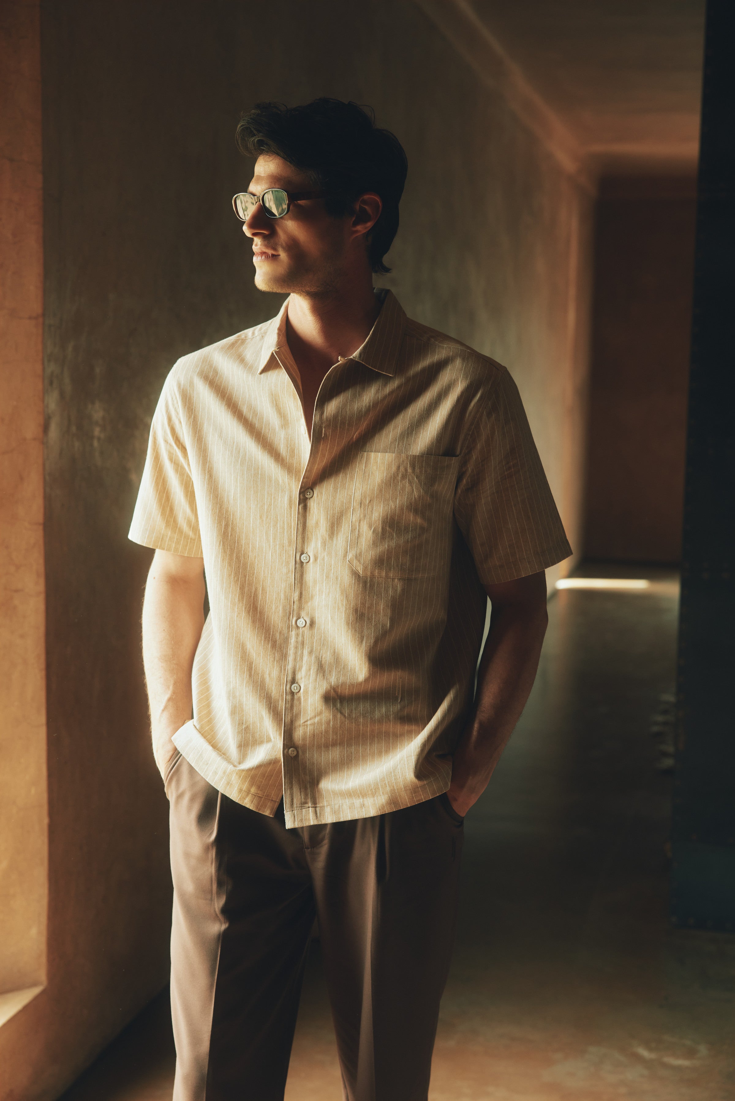 Villa Pinstripe Embroidered Shirt