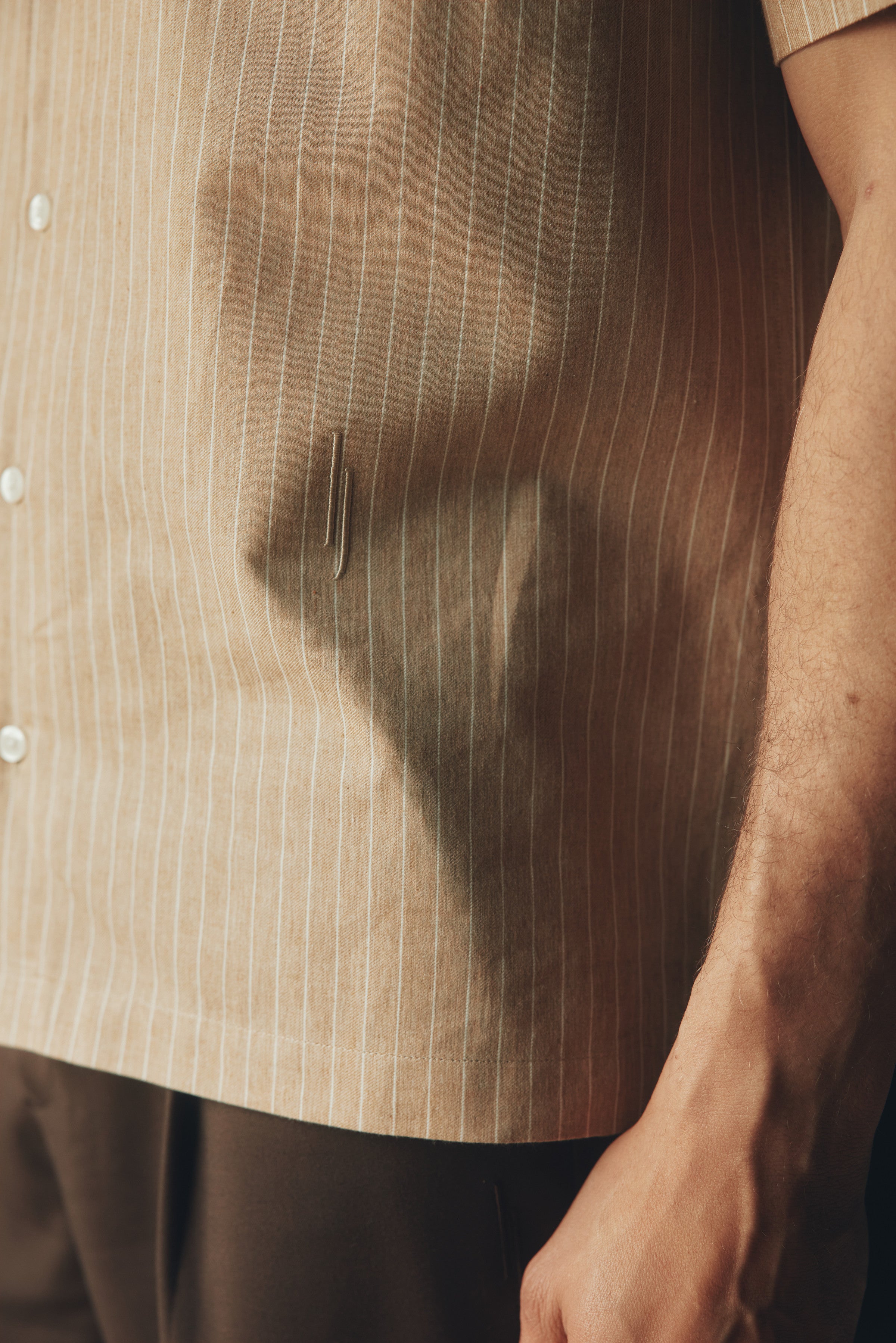 Villa Pinstripe Embroidered Shirt