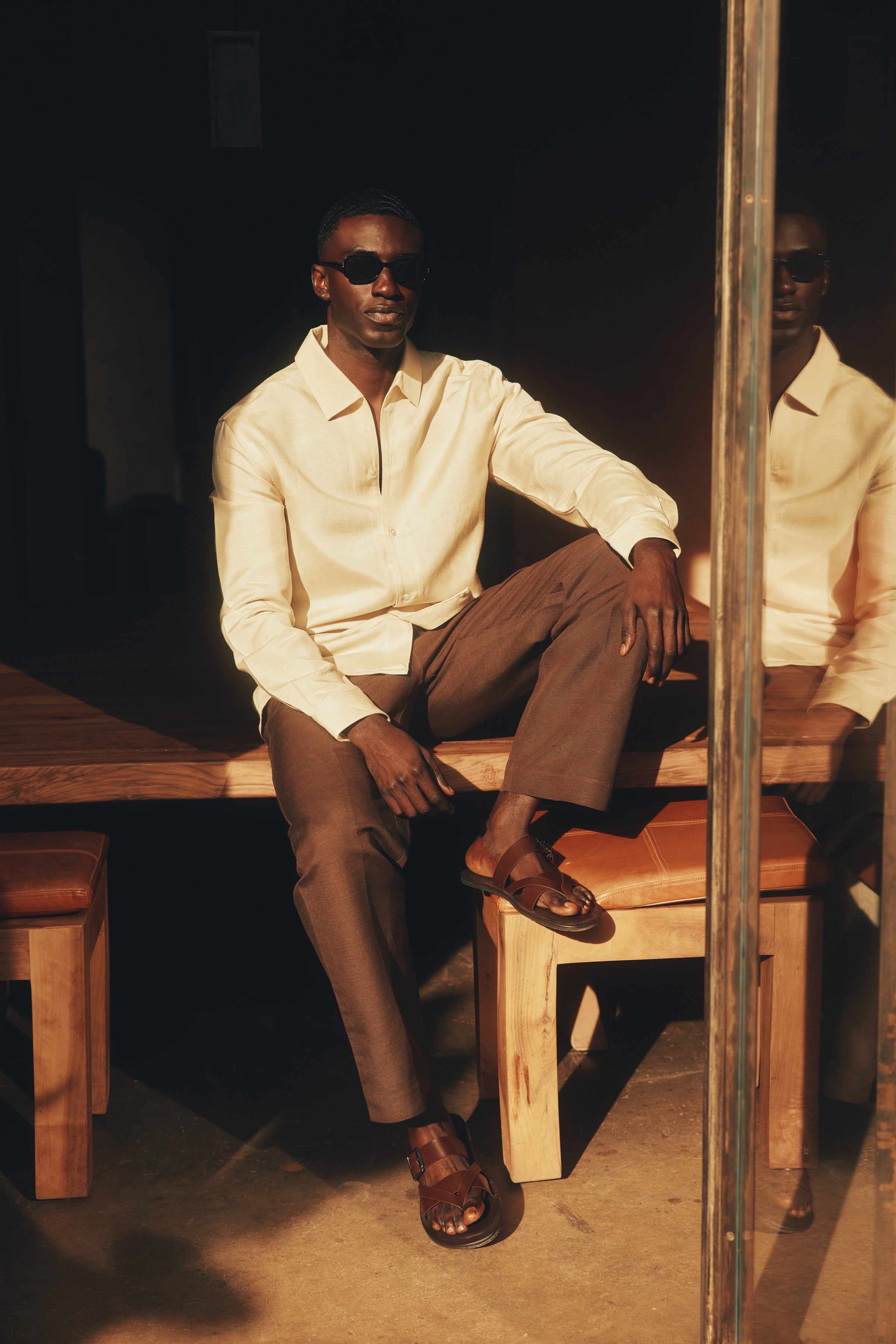 Emilio Cutaway Collar Linen-viscose Shirt