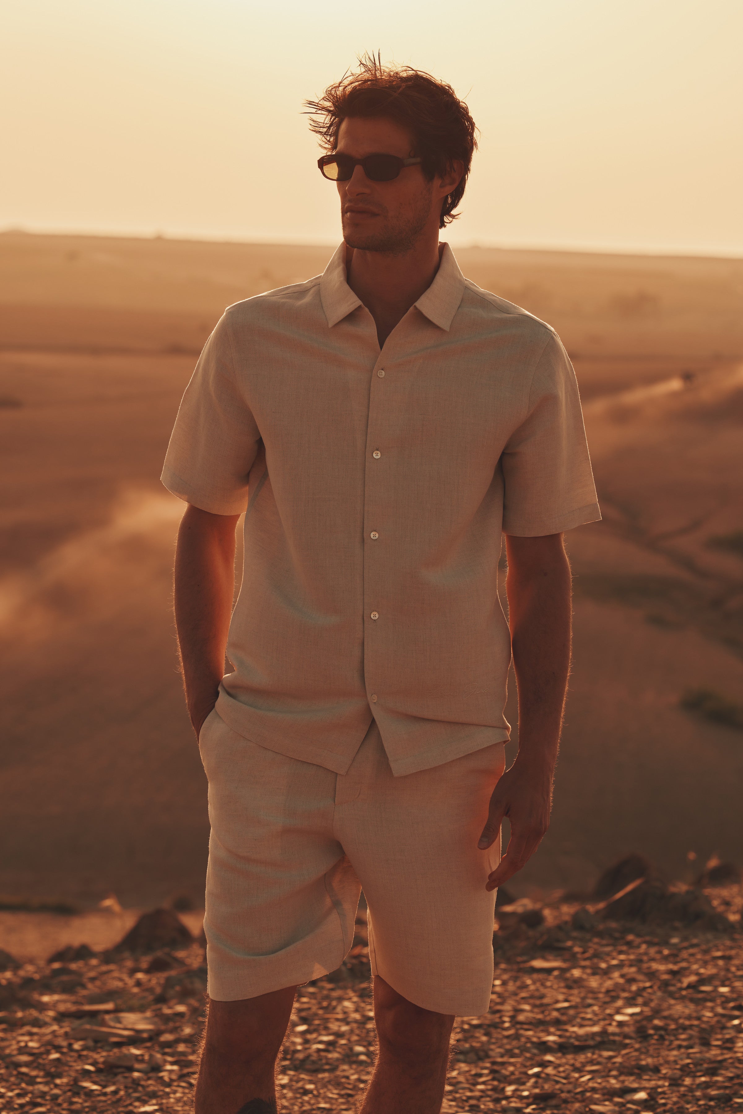 Fabio Linen Viscose Short-Sleeve Shirt