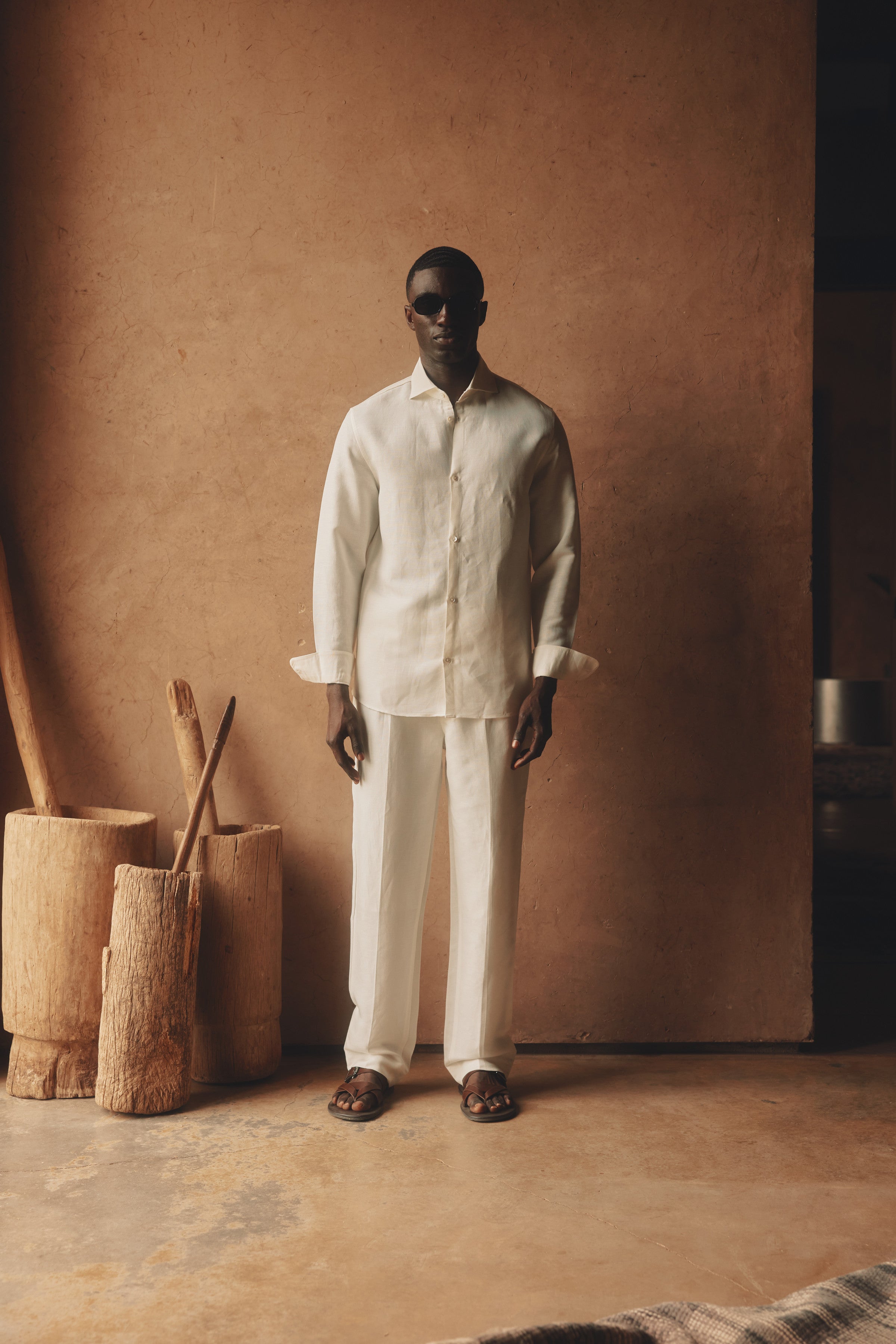 Emilio Cutaway Collar Linen-viscose Shirt