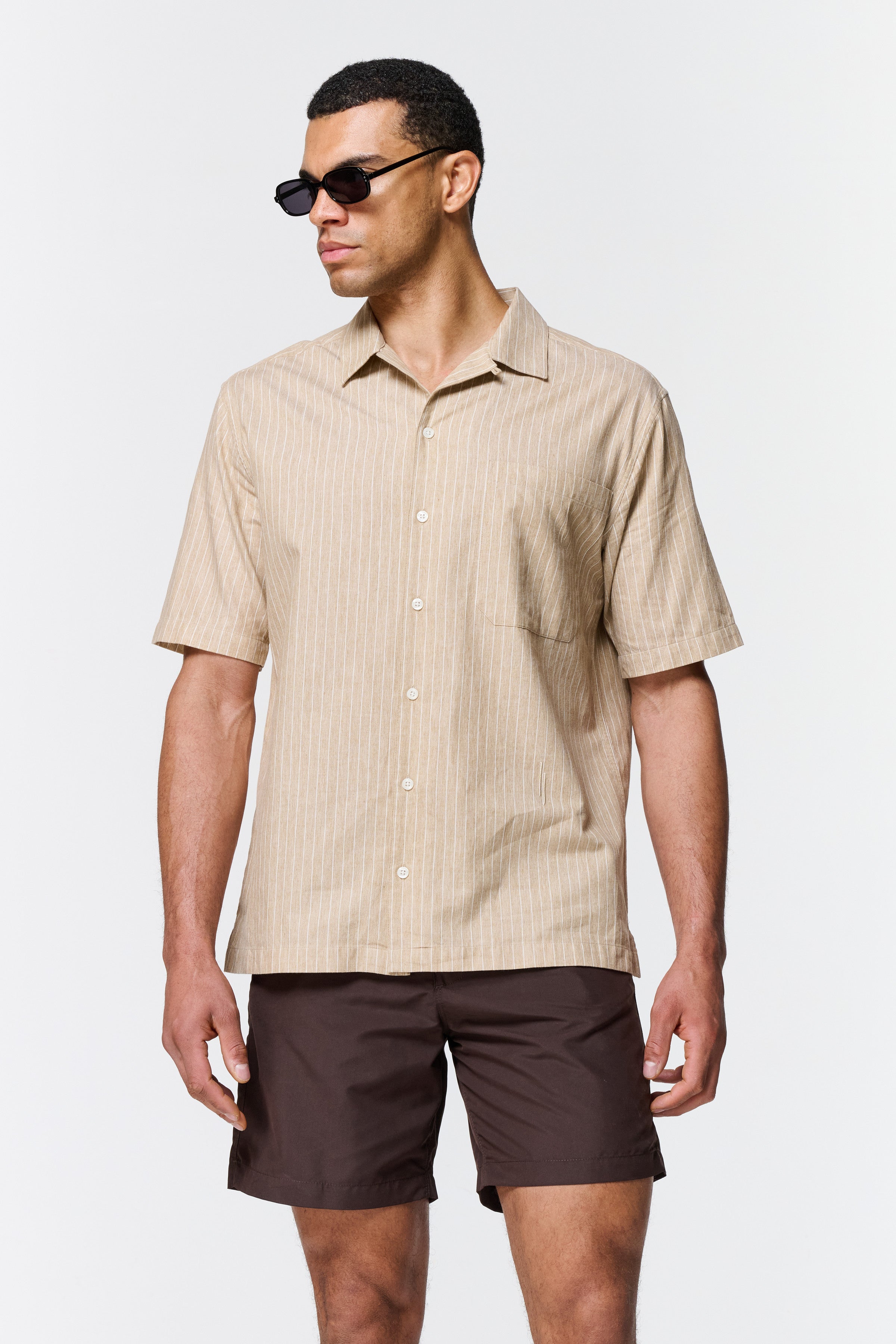 Villa Pinstripe Embroidered Shirt