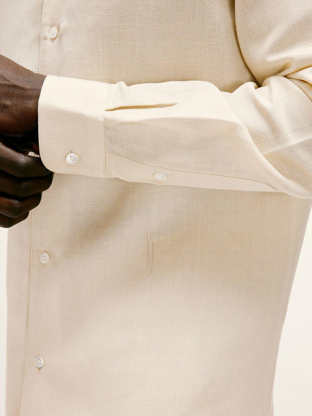 Long - Sleeve Linen - Viscose Shirt In Bleached Sand - Lewis James