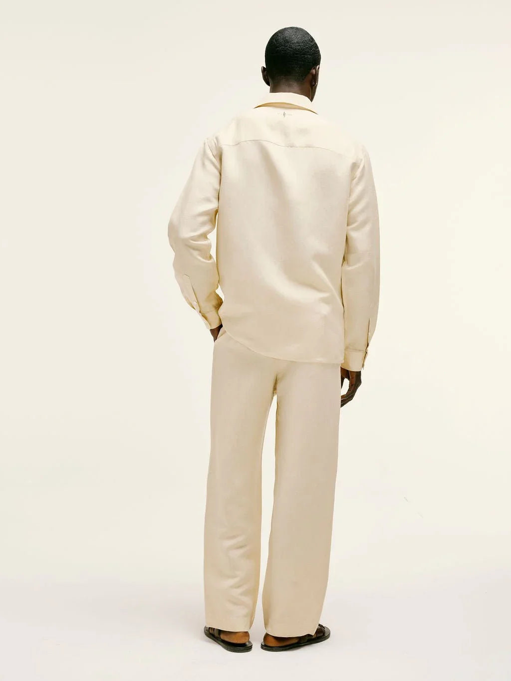 Long - Sleeve Linen - Viscose Shirt In Bleached Sand - Lewis James