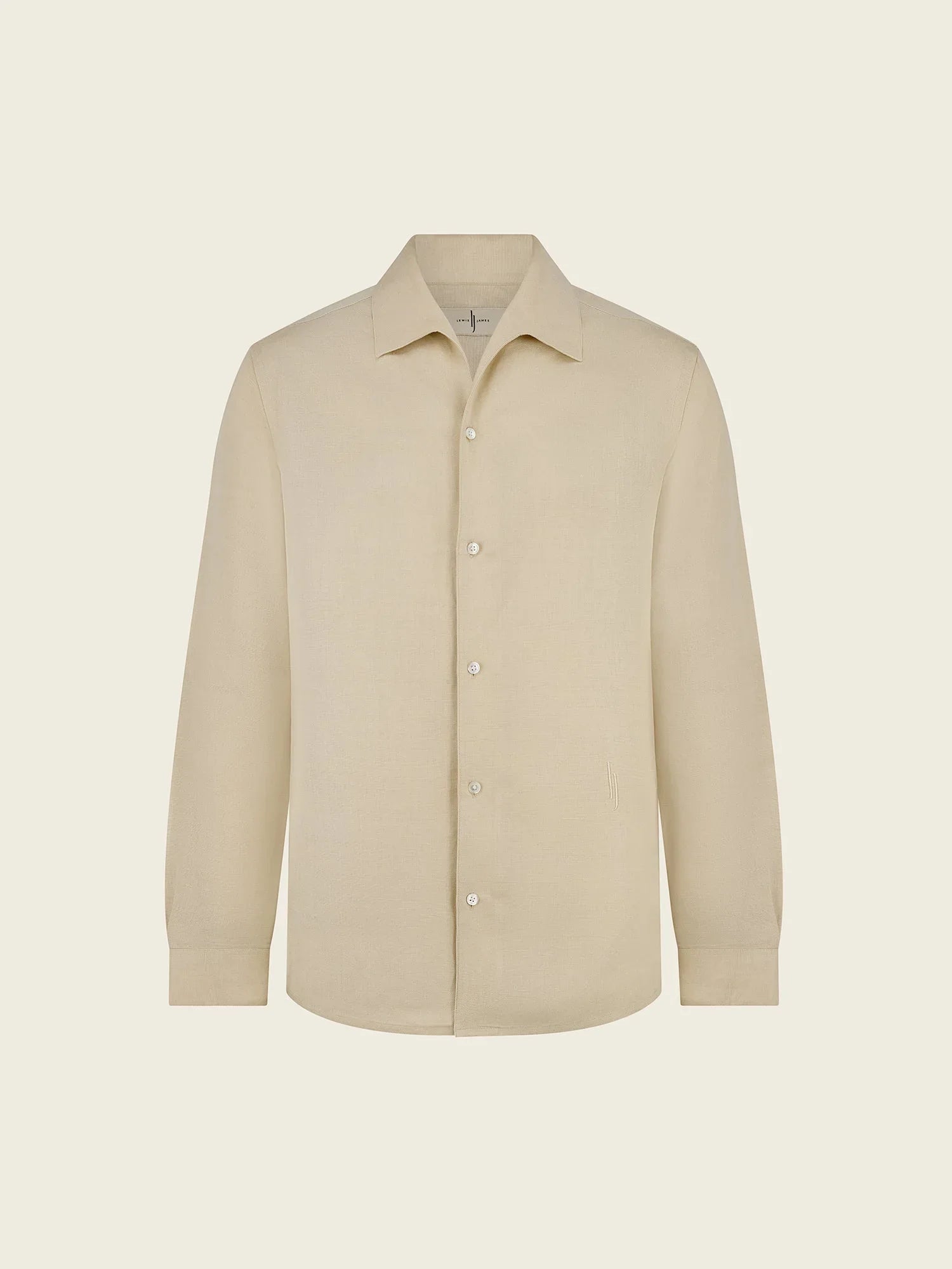 Long - Sleeve Linen - Viscose Shirt In Bleached Sand - Lewis James