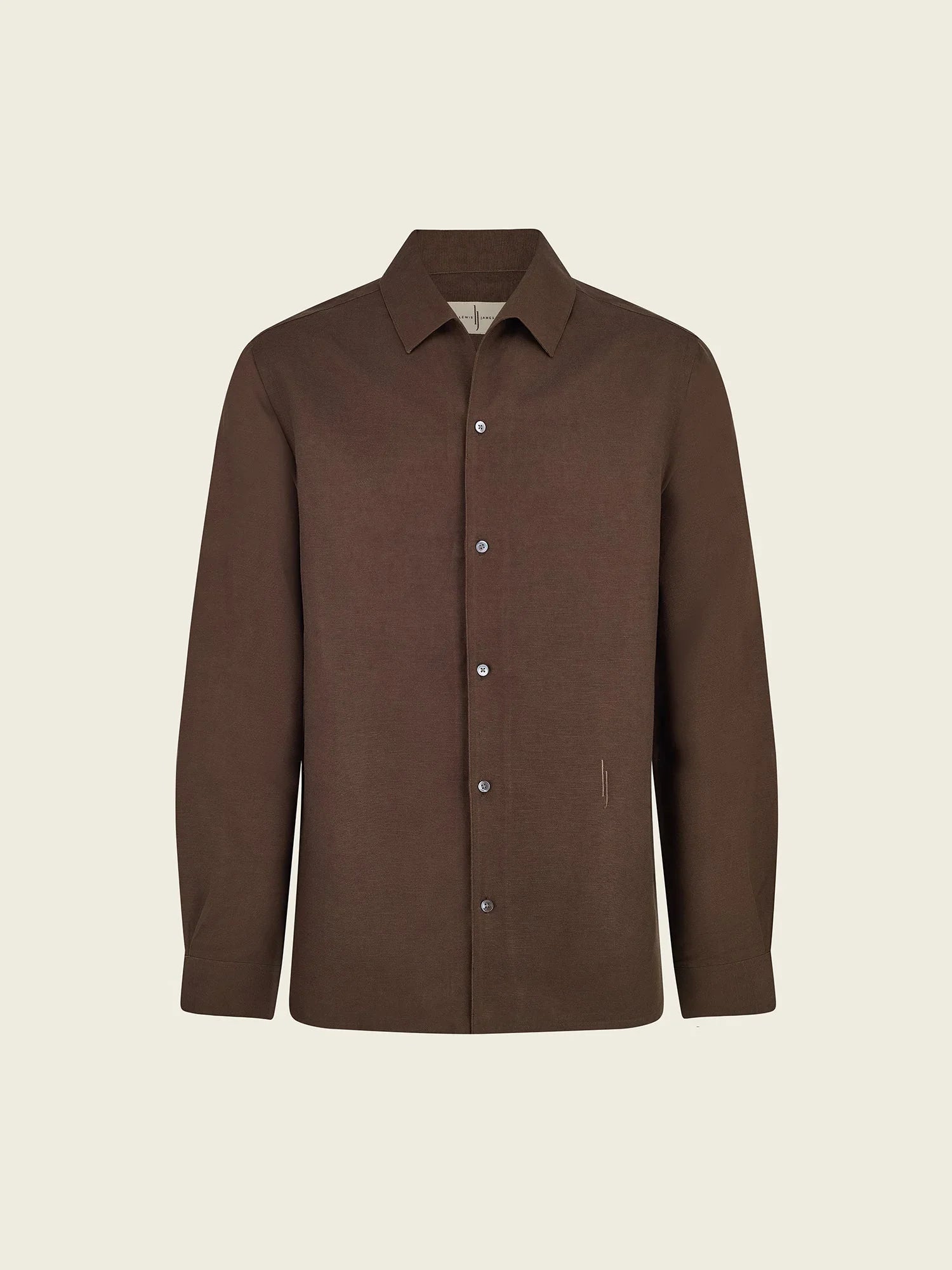 Long Sleeve Linen - Viscose Shirt in Chocolate Brown - Lewis James