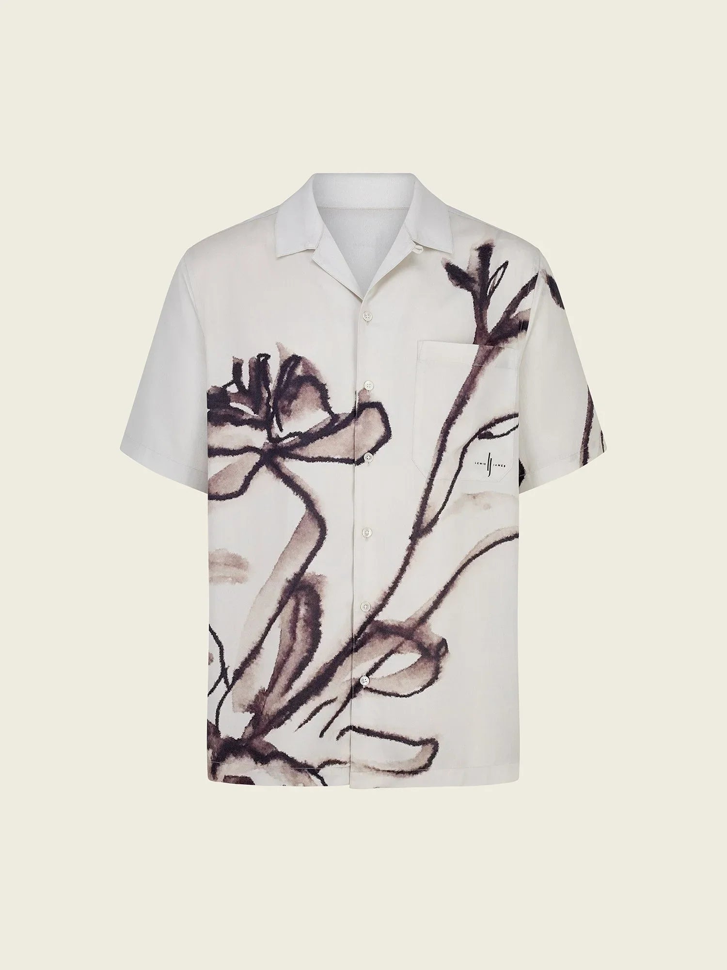 Poppy Floral Printed Tencel Shirt in Brown - Lewis James