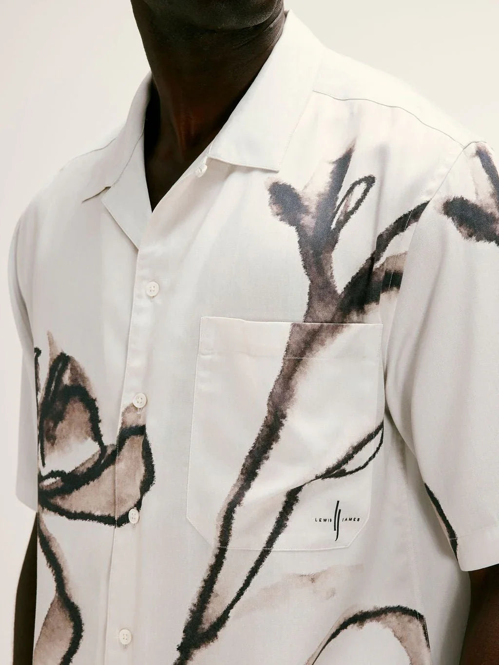 Poppy Floral Printed Tencel Shirt in Brown - Lewis James