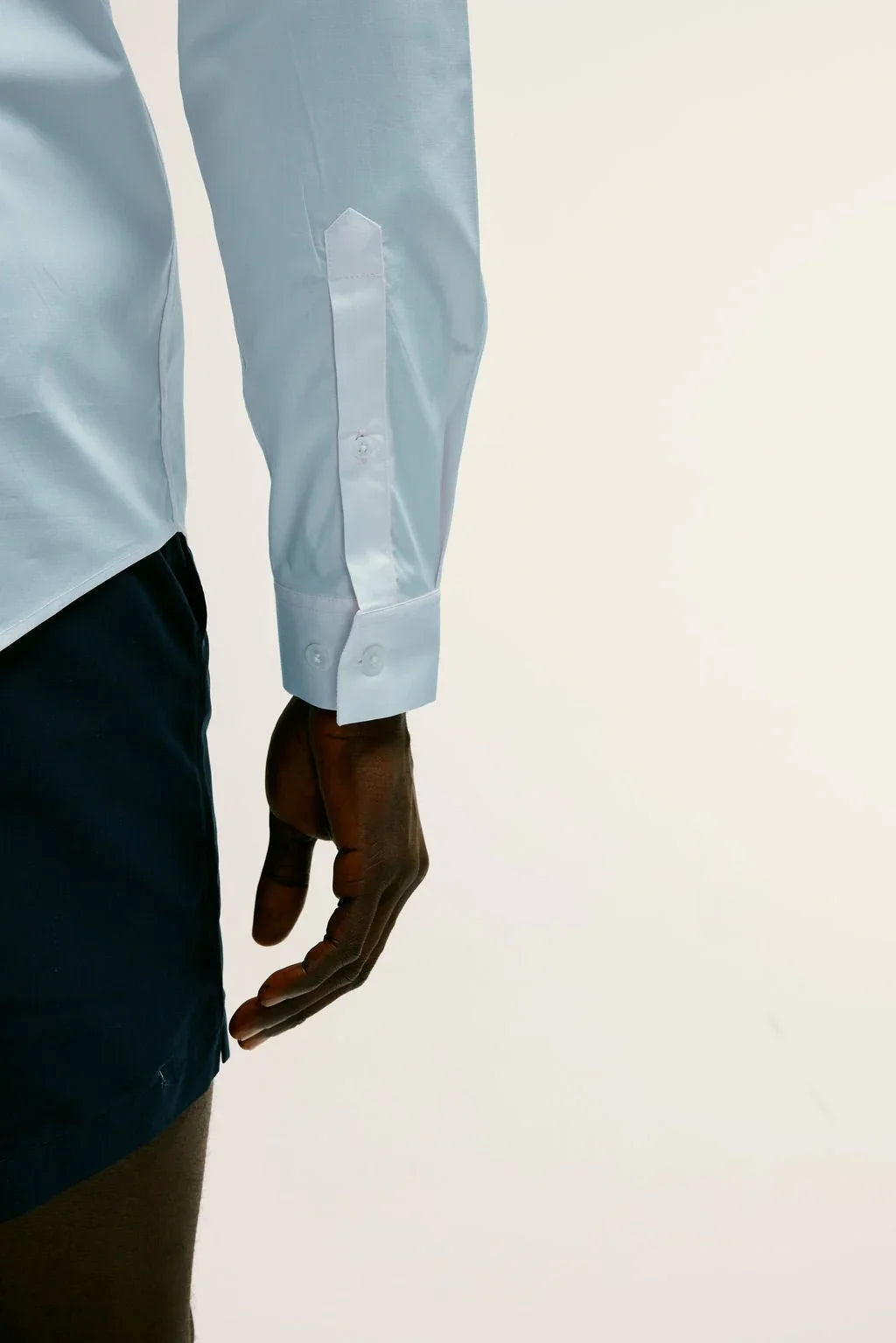 Regent Poplin Grandad Collar Shirt in Sky Blue - Lewis James