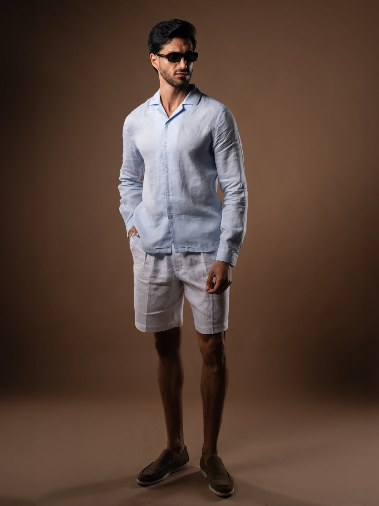 Arista Linen Shirt in Celeste Blue