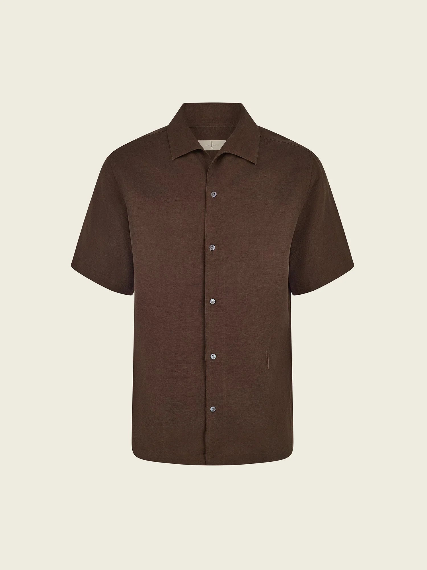 Short - Sleeve Linen - Viscose Shirt in Chocolate Brown - Lewis James