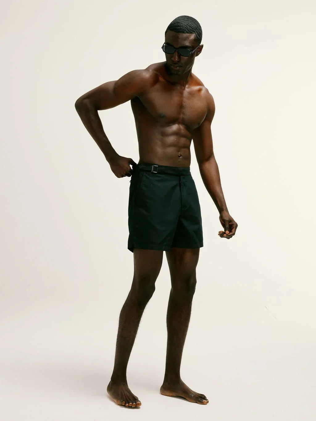 Smart Longline Length Swimshort in Black - Lewis James