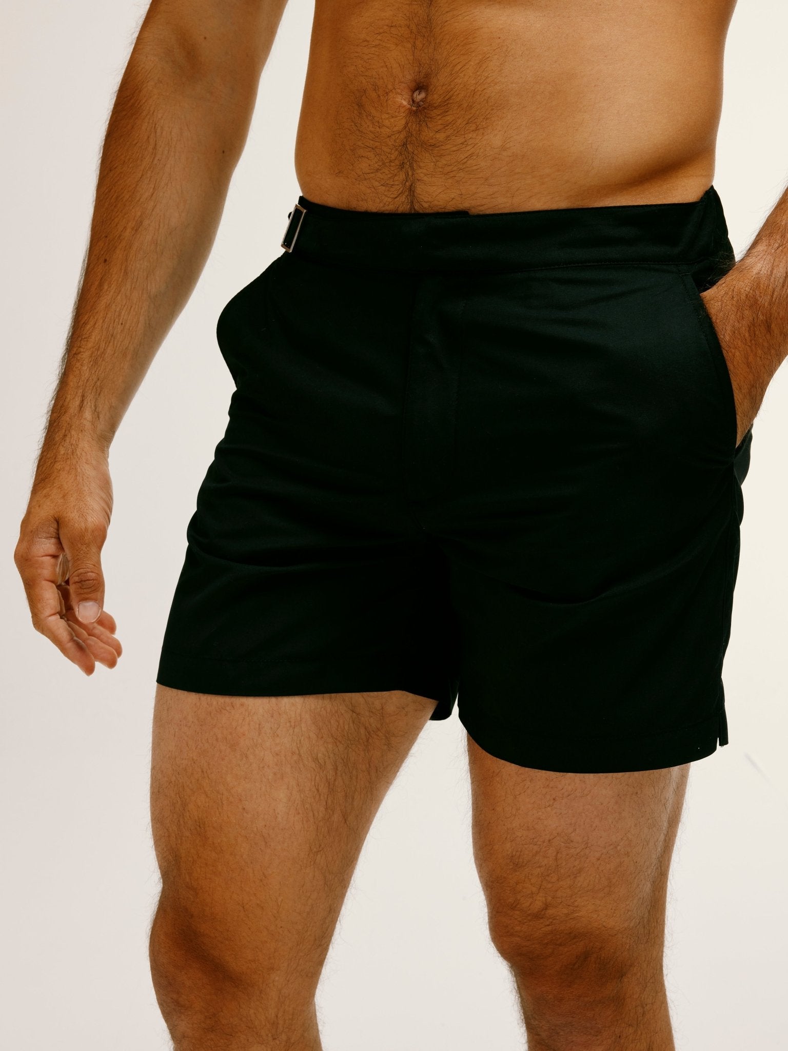 Stain - Resistant Half Elasticated Smart Swim Short in Black - Lewis James