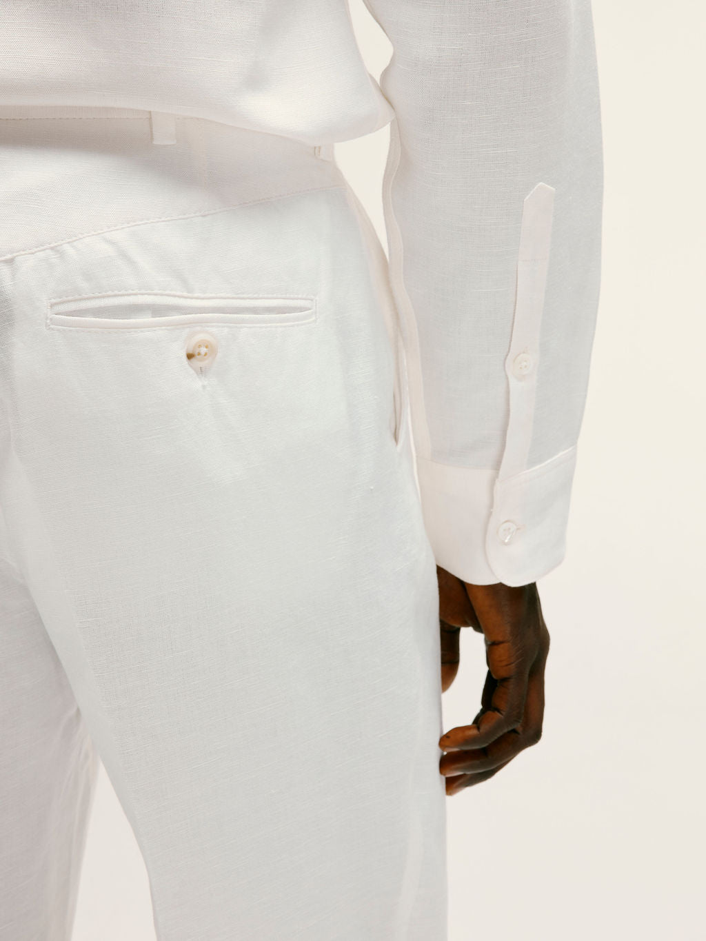 Tailored Smart Pleated Linen - Viscose Trousers in White - Lewis James