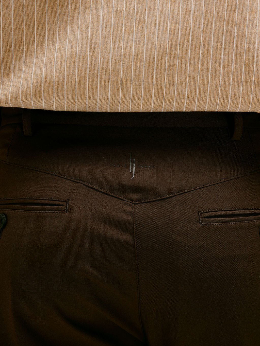 TAILORED STRAIGHT FIT TROUSERS IN BROWN - Lewis James