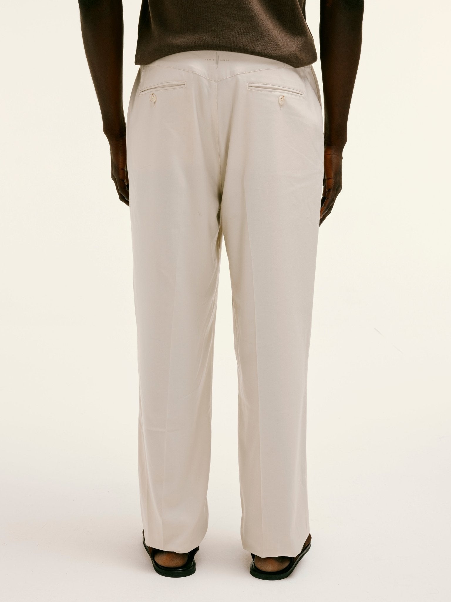 TAILORED STRAIGHT FIT TROUSERS IN SAND - Lewis James