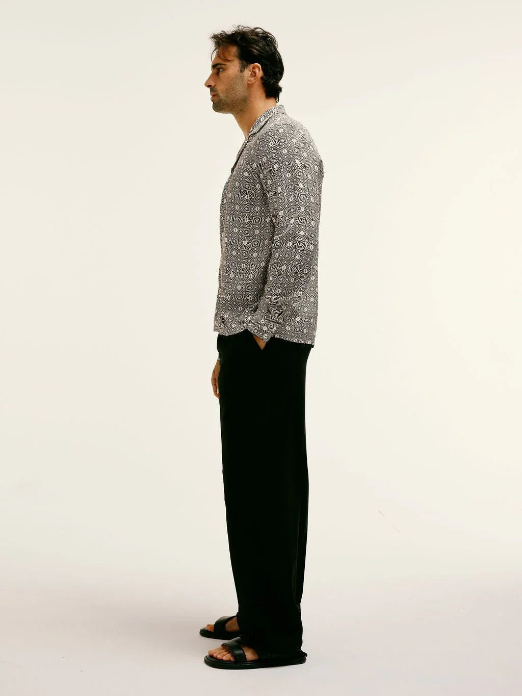 Verona Jacquard Viscose Shirt in Brown - Lewis James