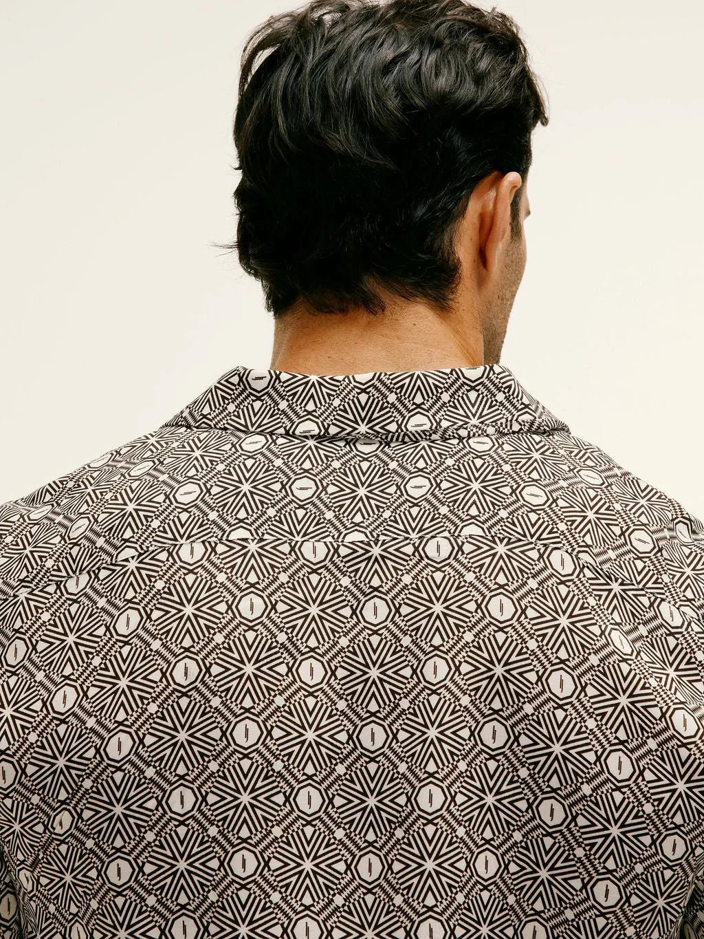 Verona Jacquard Viscose Shirt in Brown - Lewis James