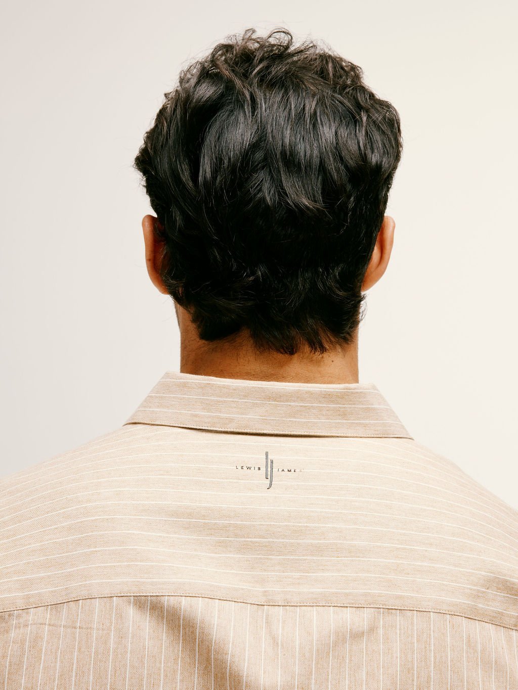 Villa Pinstripe Embroidered Shirt in Brown - Lewis James