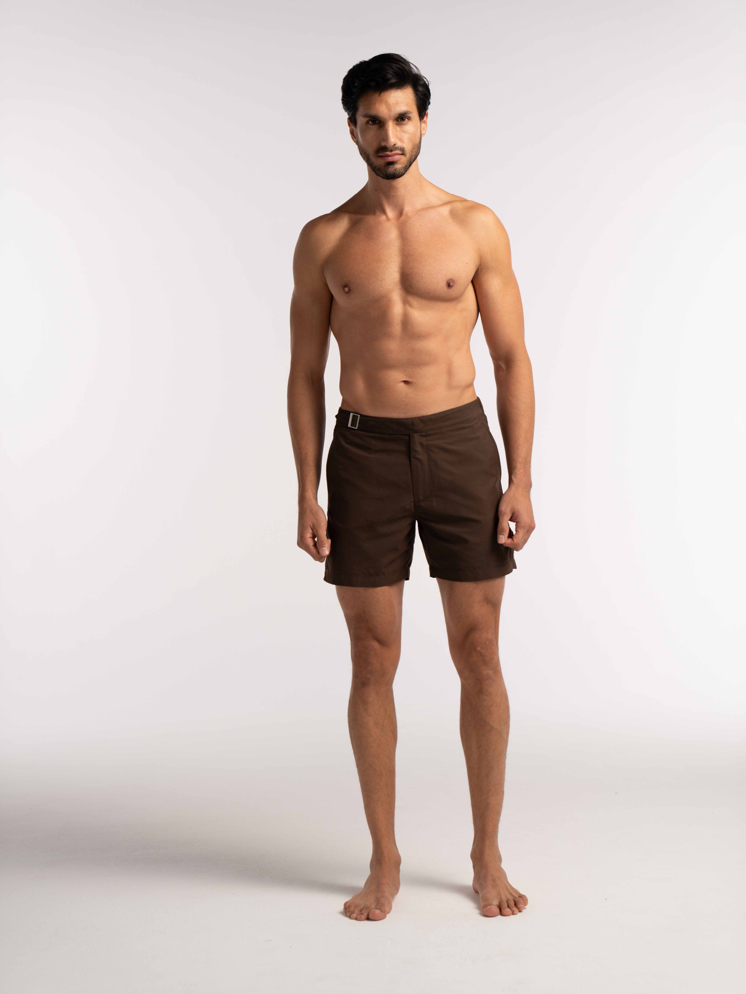 Brown Smart Longline Length Swimshort