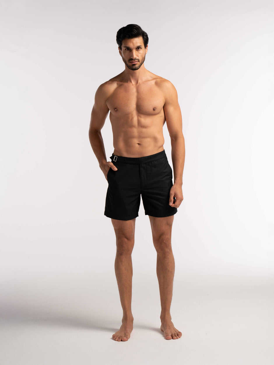 Black Smart Longline Length Swimshort