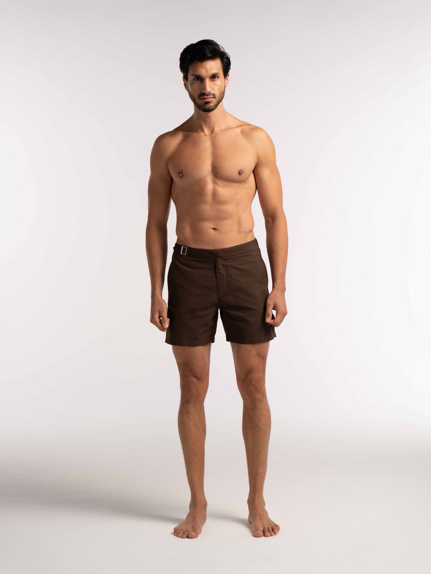 Brown Smart Longline Length Swimshort