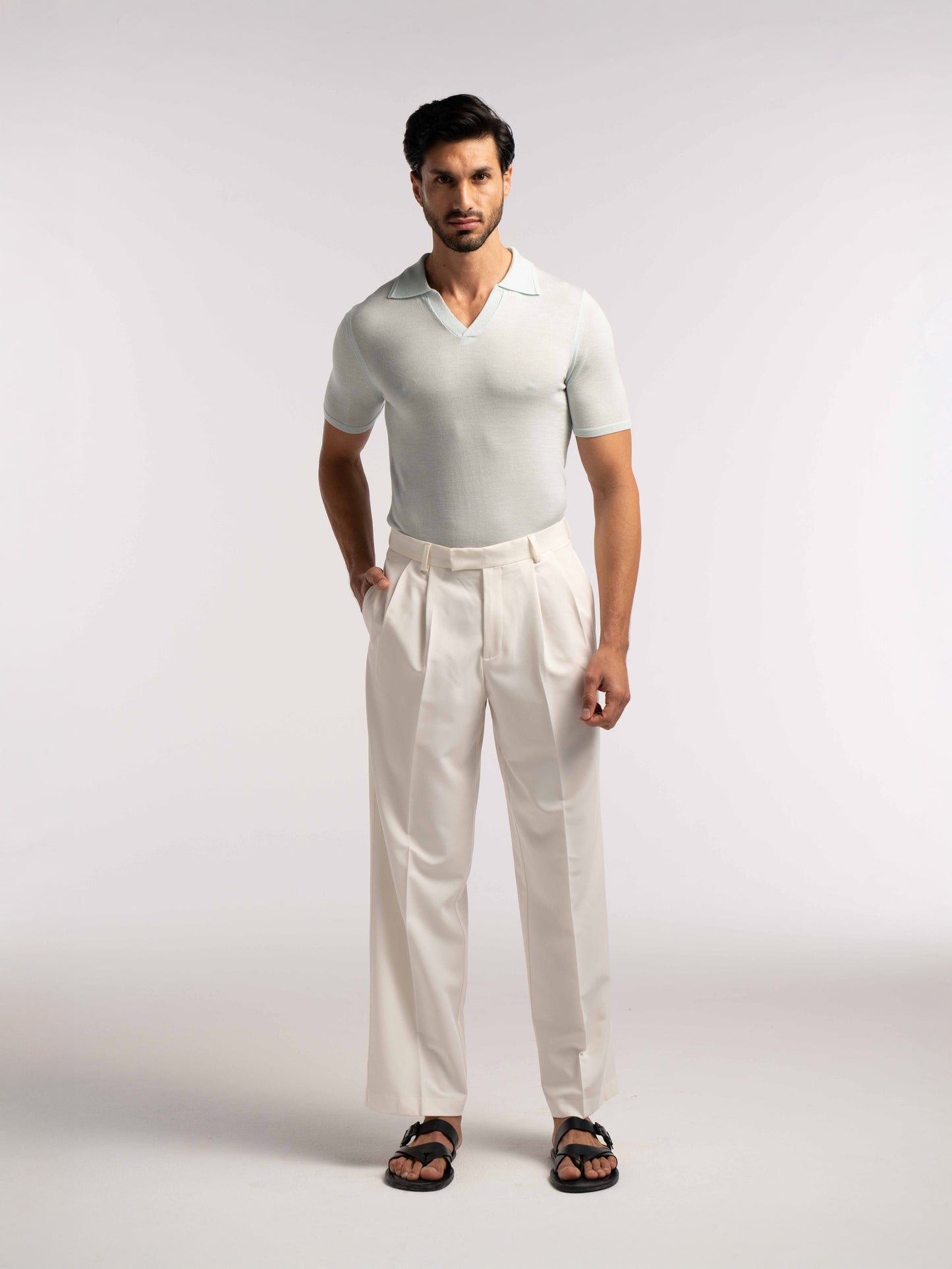 Extra Fine Merino Wool Polo in Mint