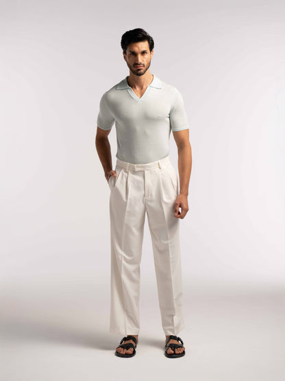 Extra Fine Merino Wool Polo in Mint