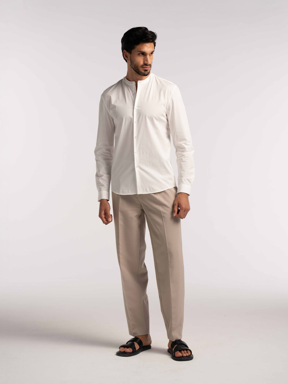 Regent Poplin Shirt in Glacier White 