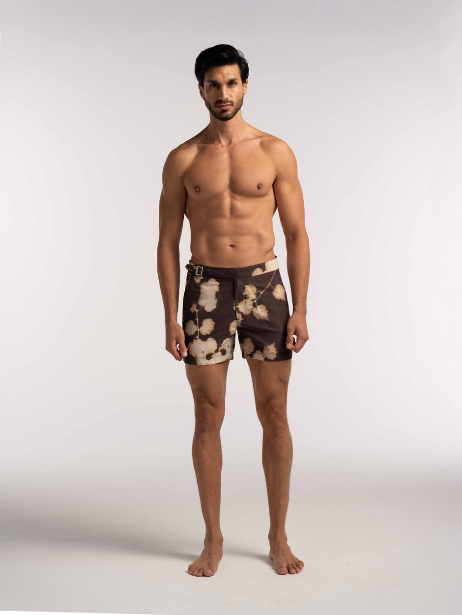 Brown Branch Print Smart Original Swimshorts