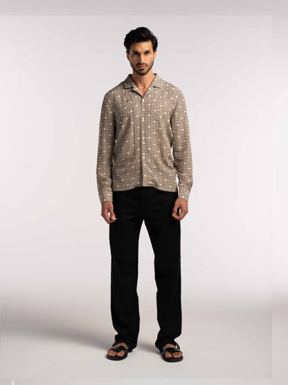 Verona Jacquard Viscose Shirt in Brown