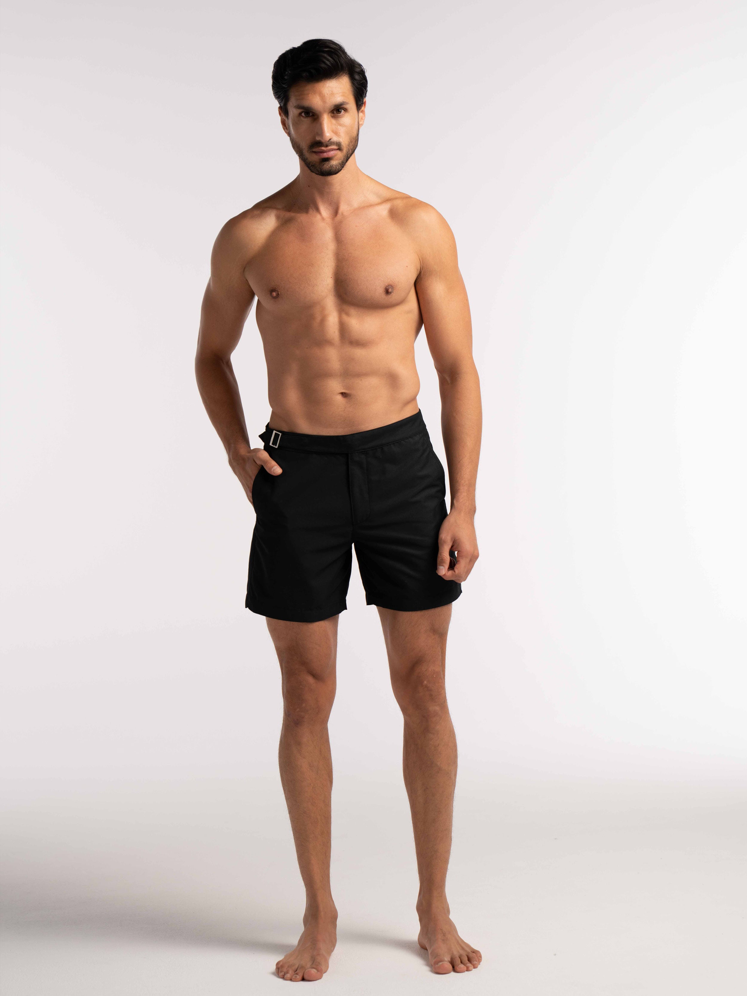 Black Smart Longline Length Swimshort