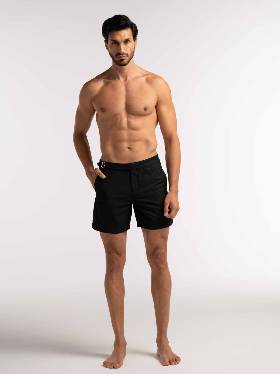 Black Smart Longline Length Swimshort