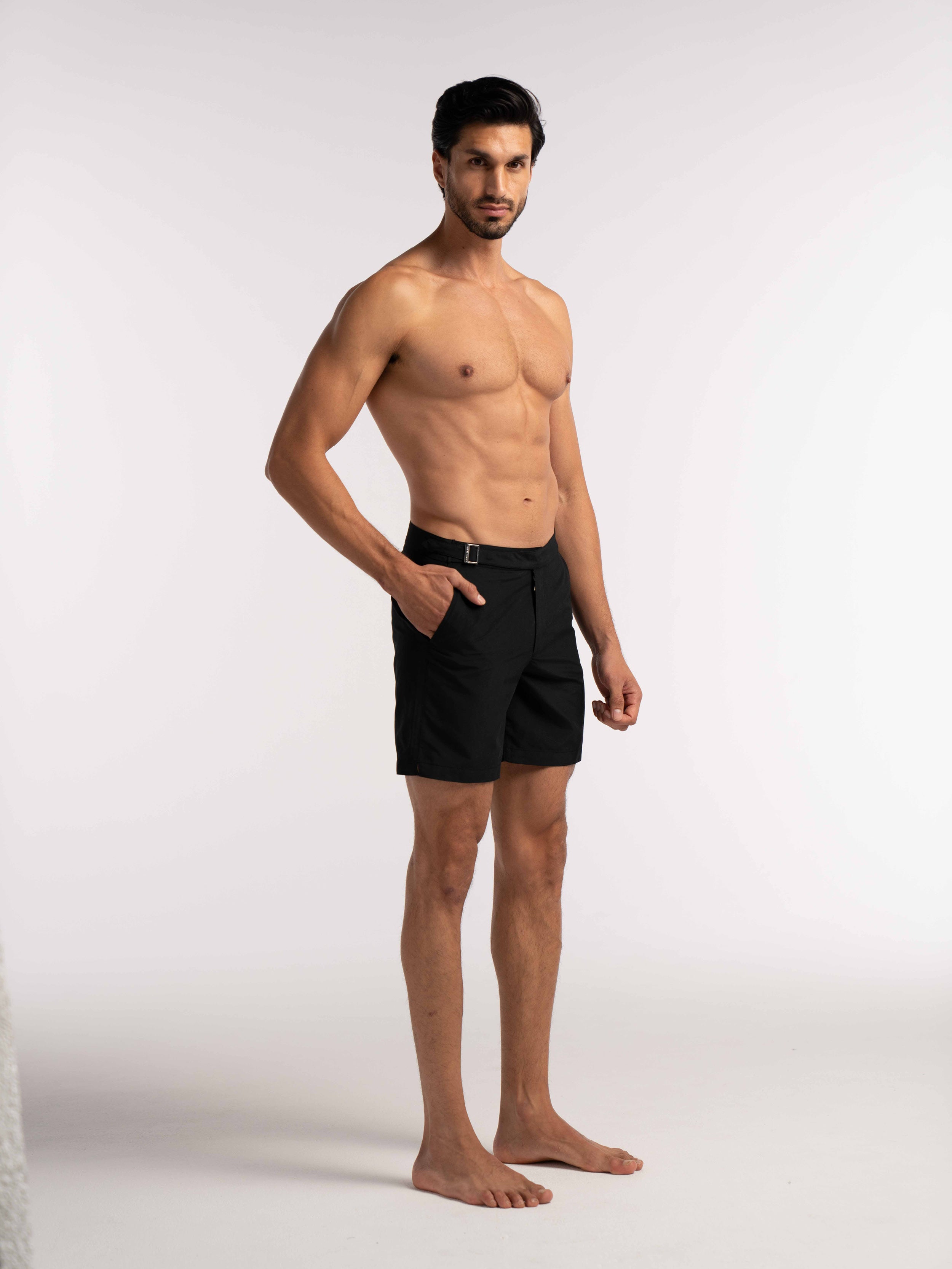 Black Smart Longline Length Swimshort