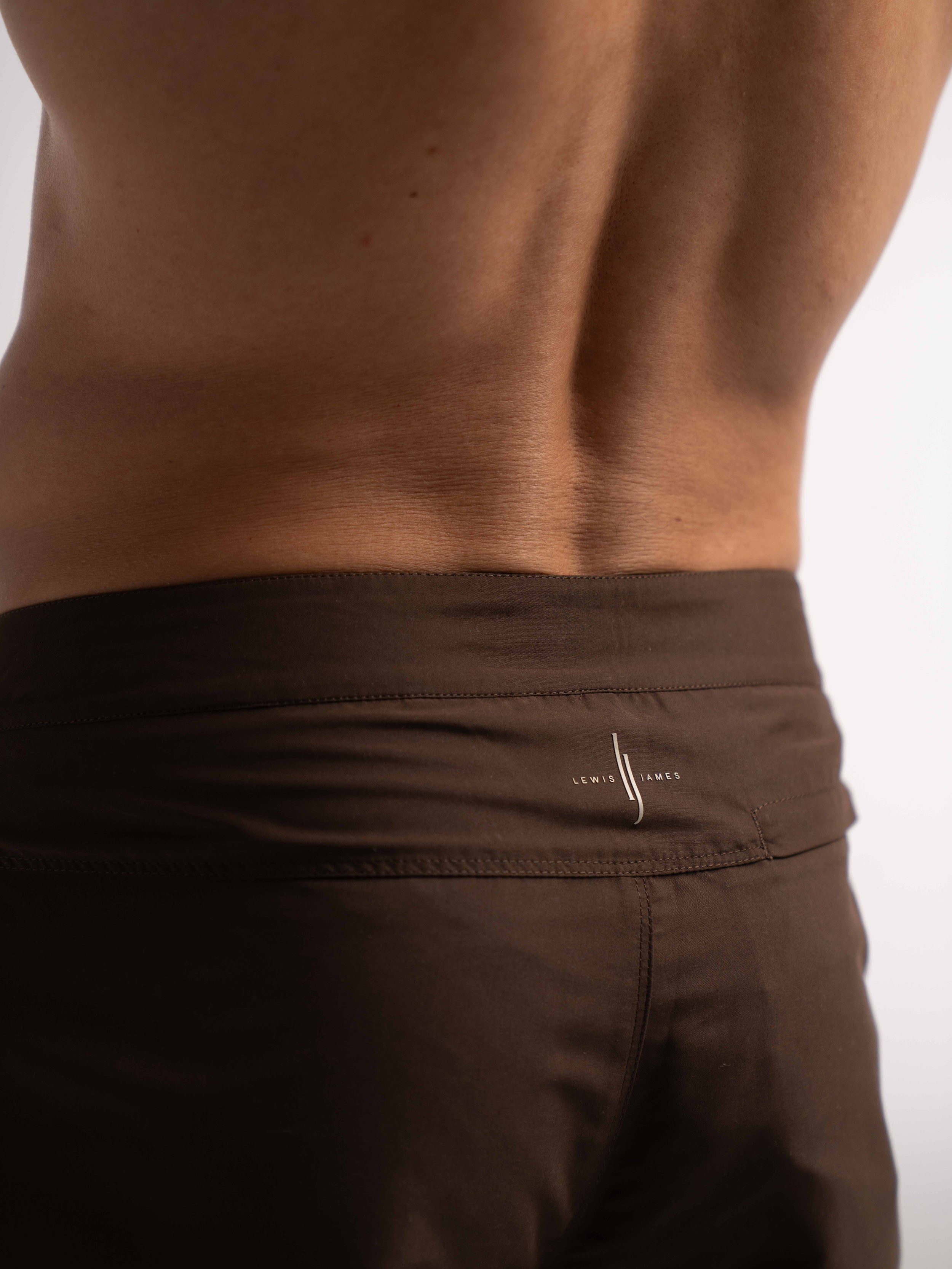 Brown Smart Longline Length Swimshort