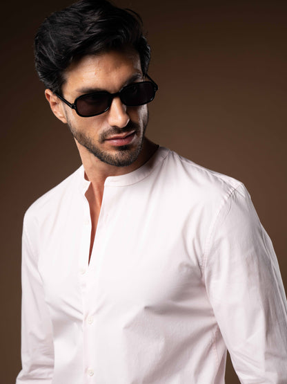 Regent Poplin Shirt in Dusty Pink - Lewis James 