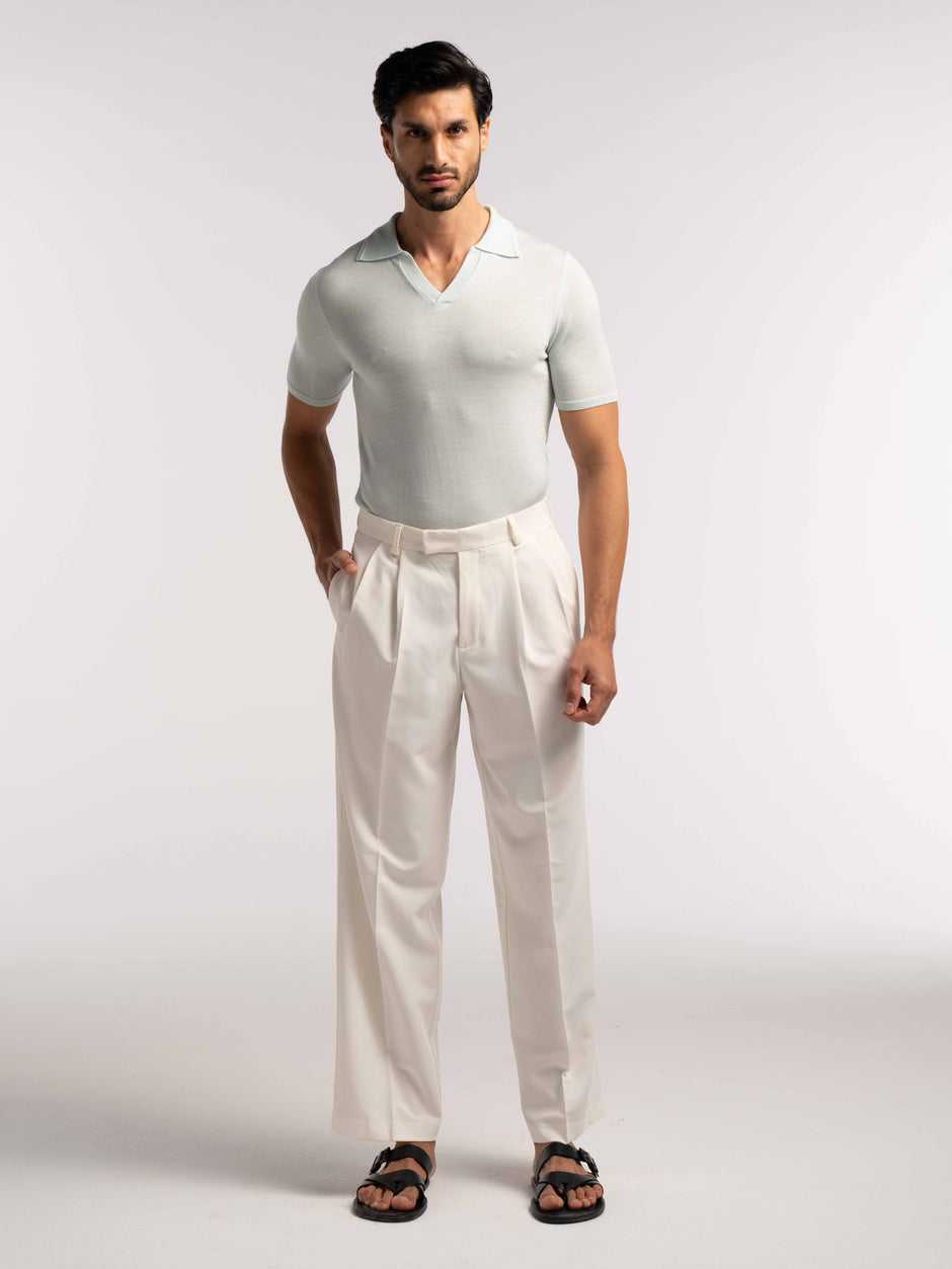 Extra Fine Merino Wool Polo in Mint