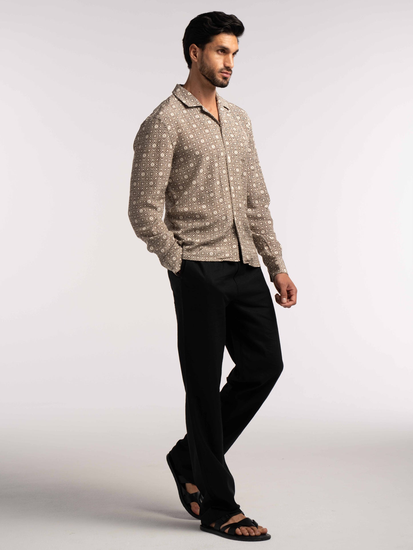 Verona Jacquard Viscose Shirt in Brown - Lewis James 