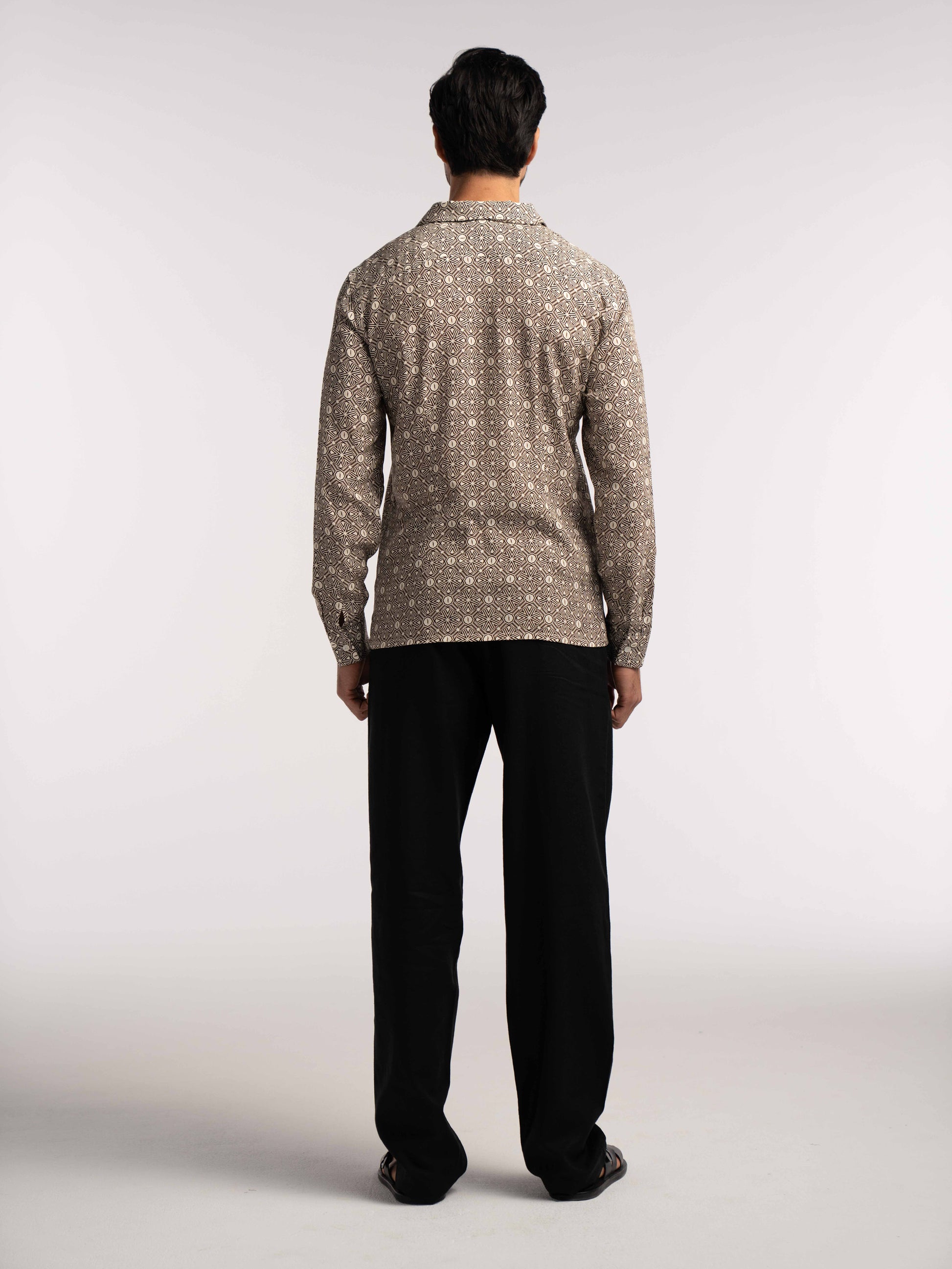 Verona Jacquard Viscose Shirt in Brown - Lewis James 