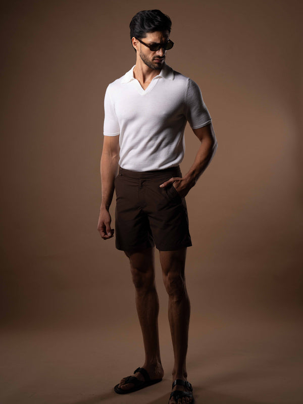 Brown Smart Longline Length Swimshort