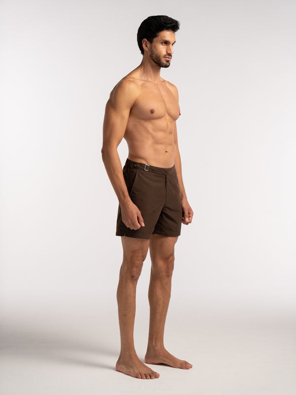 Brown Smart Longline Length Swimshort