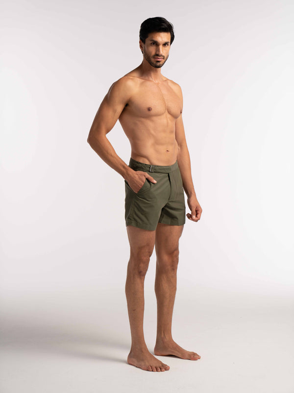 Smart Original Swim Shorts in Olive Khaki - Lewis James 