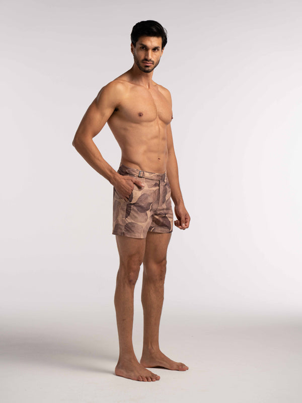 Brown Floral Print Smart Original Swim Shorts - Lewis James 