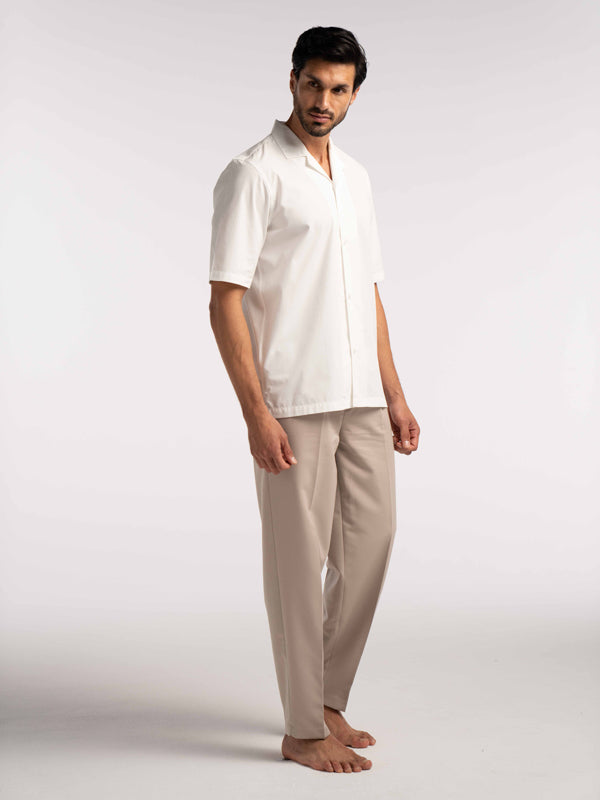 Tailored LJ Embroidered Shirt in White - Lewis James 