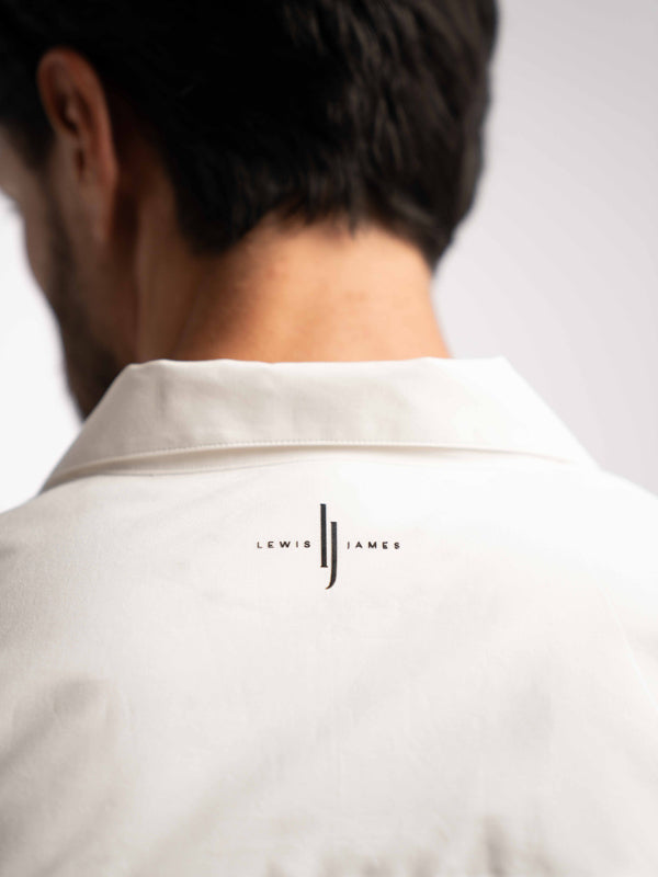 Tailored LJ Embroidered Shirt in White - Lewis James 